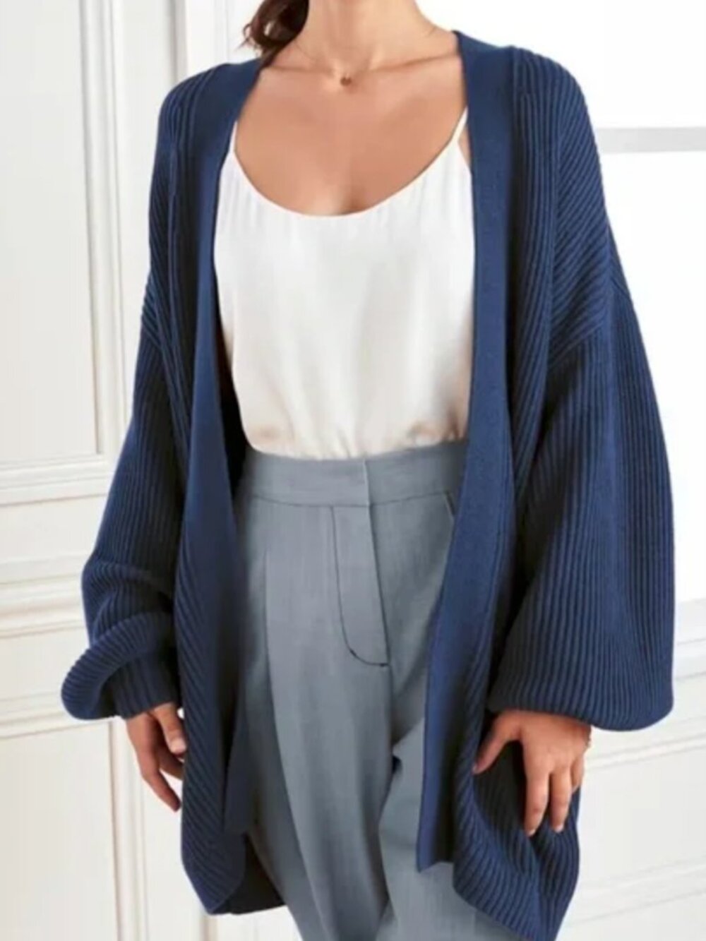Quince 100% Organic Cotton Oversized Cardigan in Navy Blue